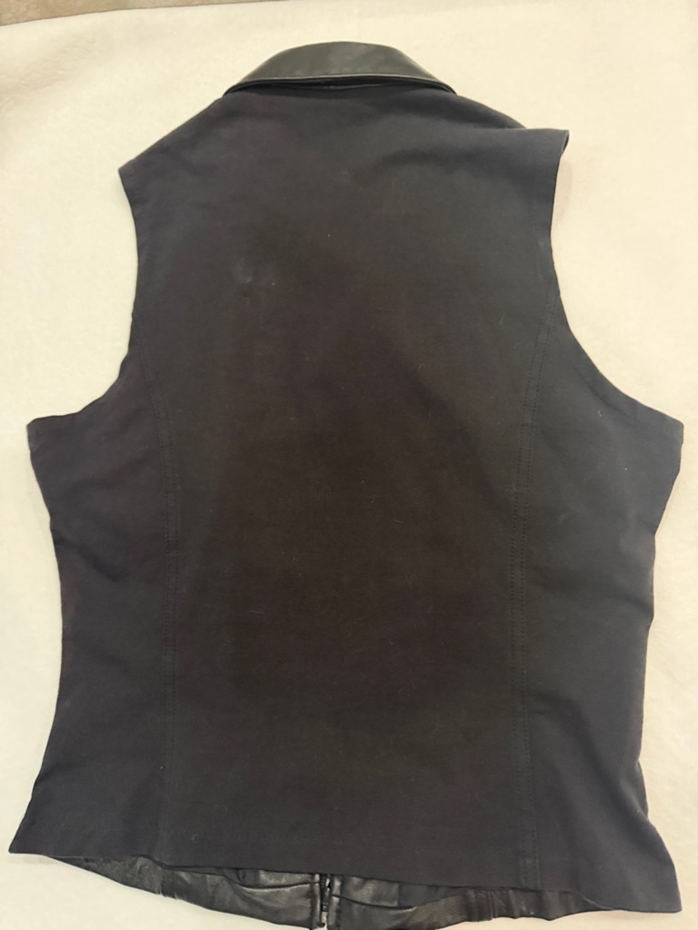 Vintage Wilsons Leather Black Zip Front Vest Genuine‎ Leather Collared Biker - Picture 5 of 8